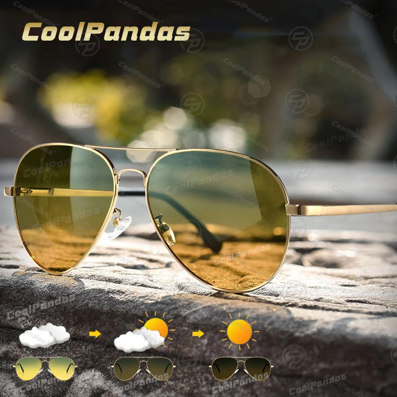 Sunglasses Aviator Polarized - แว่นกันแดดโฟโตโครมิกผู้ชายโพลาไรซ์การบินแว่นตาการมองเห็นกลางคืนสำหรับขับรถผู้หญิงป้องกันรังสียูวีแว่นตาโอคูลอส เดอ โซล มาสคูลิโน