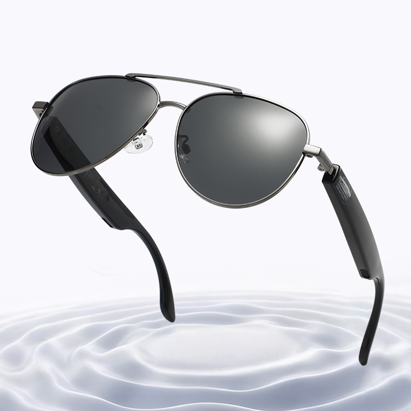 Sunglasses Aviator Polarized - แว่นกันแดดบลูทูธสมาร์ท อะวิเอเตอร์สำหรับผู้ชาย โพลาไรซ์ UV400, โทรแบบแฮนด์ฟรี, ระบบควบคุมแบบสัมผัส,