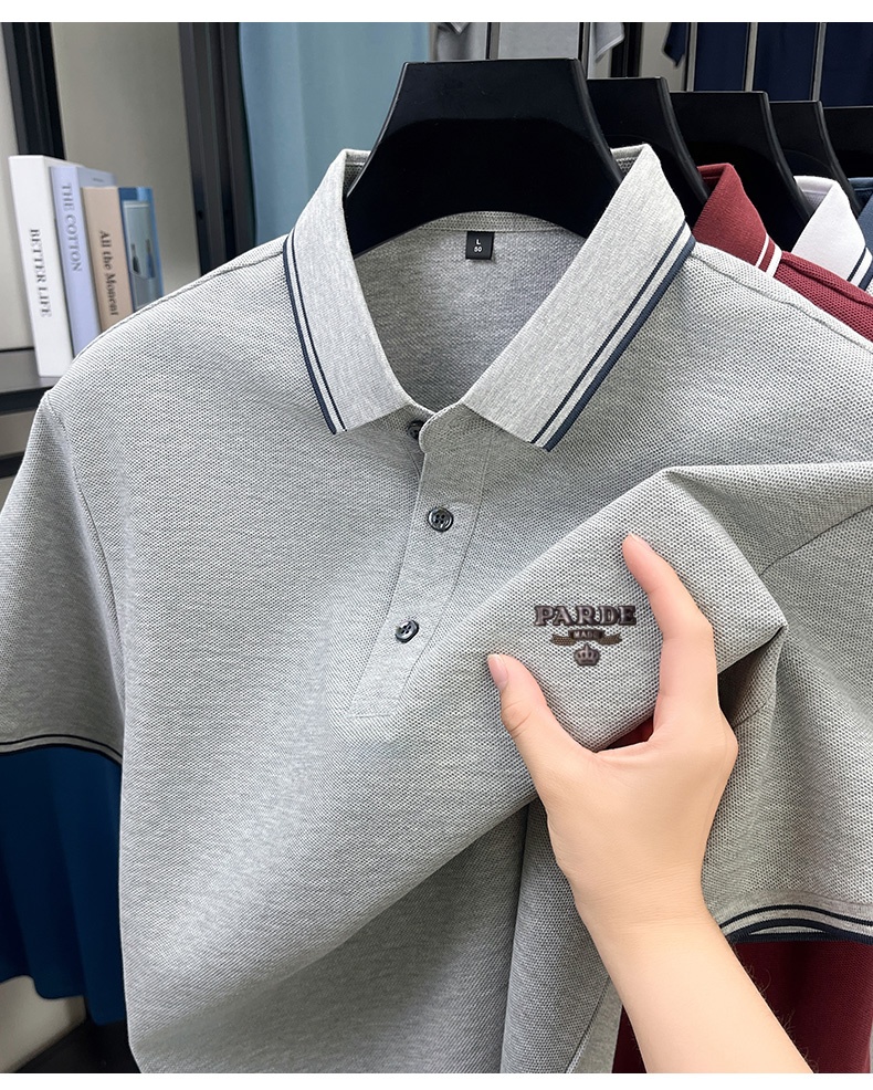 Polo Shirt Pique - เสื้อโปโลชาย 100% ผ้าฝ้ายปิเก้ แขนสั้น คอปกแต่งลายทาง เสื้อฤดูร้อน