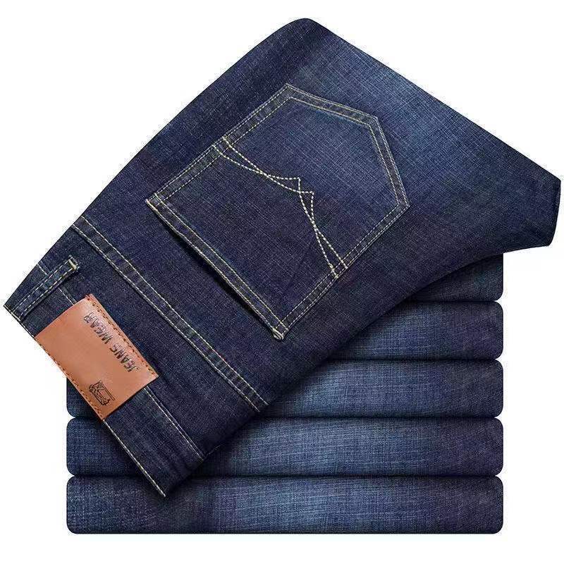 Levis Jeans 501 - กางเกงยีนส์ผู้ชายทรงตรงแบบคลาสสิกสำหรับฤดูใบไม้ร่วง ผ้าฝ้ายผสมเดนิม ยืดได้ สไตล์ลำลองธุรกิจ สีดำ สีน้ำเงิน