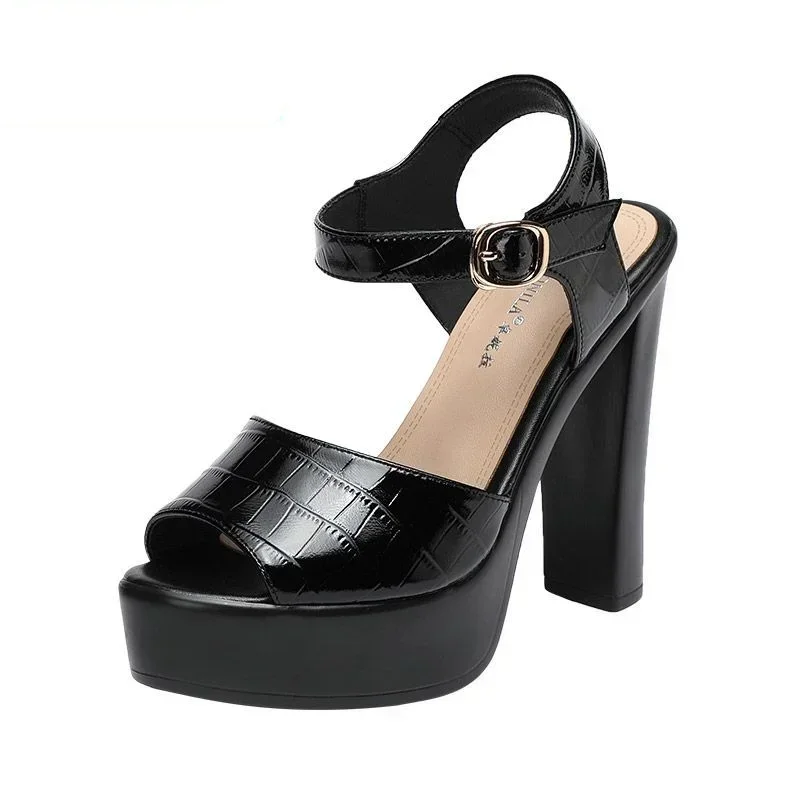 Casual Sandal Leather - 10 ซม.13 ซม.แฟชั่นรองเท้าแตะหนังแท้ Chunky Platform รองเท้าฤดูร้อน