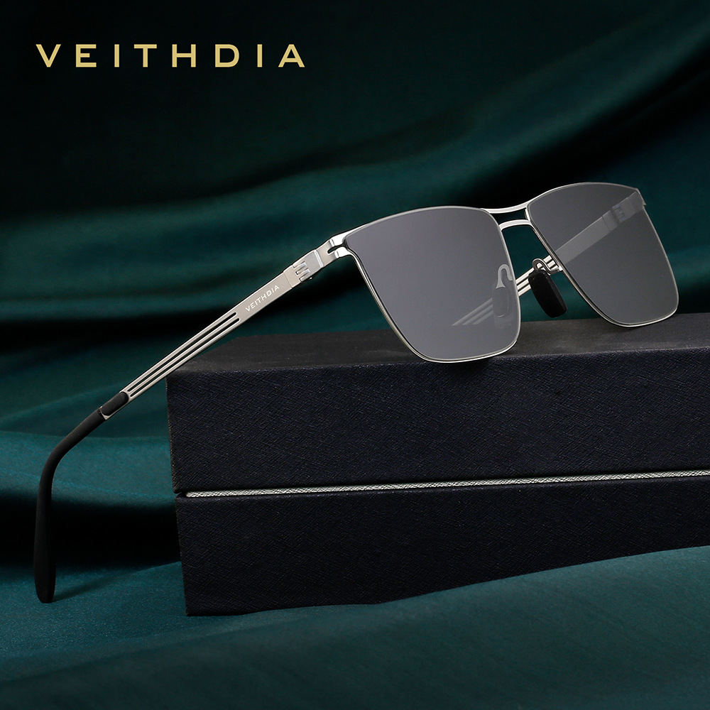 Sunglasses Aviator Polarized - VEITHDIA แว่นตากันแดดโพลาไรซ์สำหรับผู้ชายกรอบสแตนเลสไนลอน UV400 เลนส์ทนสำหรับผู้หญิงแว่นตา 8216