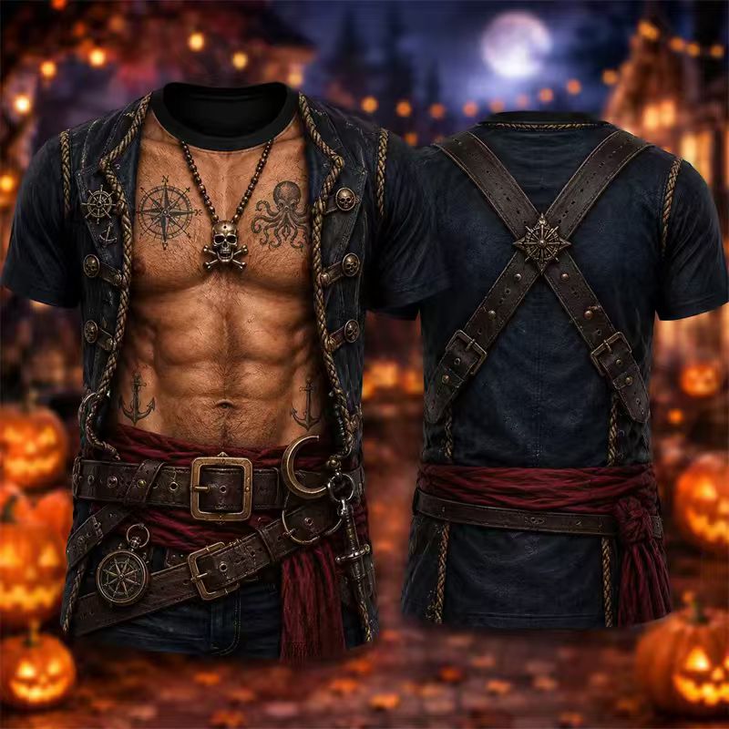 Tank Top Muscle - เสื้อกล้ามหนังผู้ชายดีไซน์สร้างสรรค์ปี 2026 เสื้อยืดแขนสั้นพิมพ์ลายกล้ามเนื้อหน้าท้องเสมือนจริง เสื้อสไตล์ลำลองแนวสตรีท