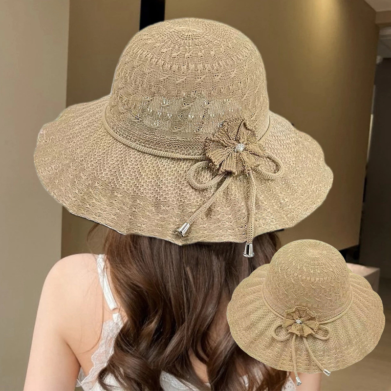 หมวกบักเก็ต หมวกกันแดดฤดูร้อน  - Bucket Hat Straw บทวิจารณ์และราคา
