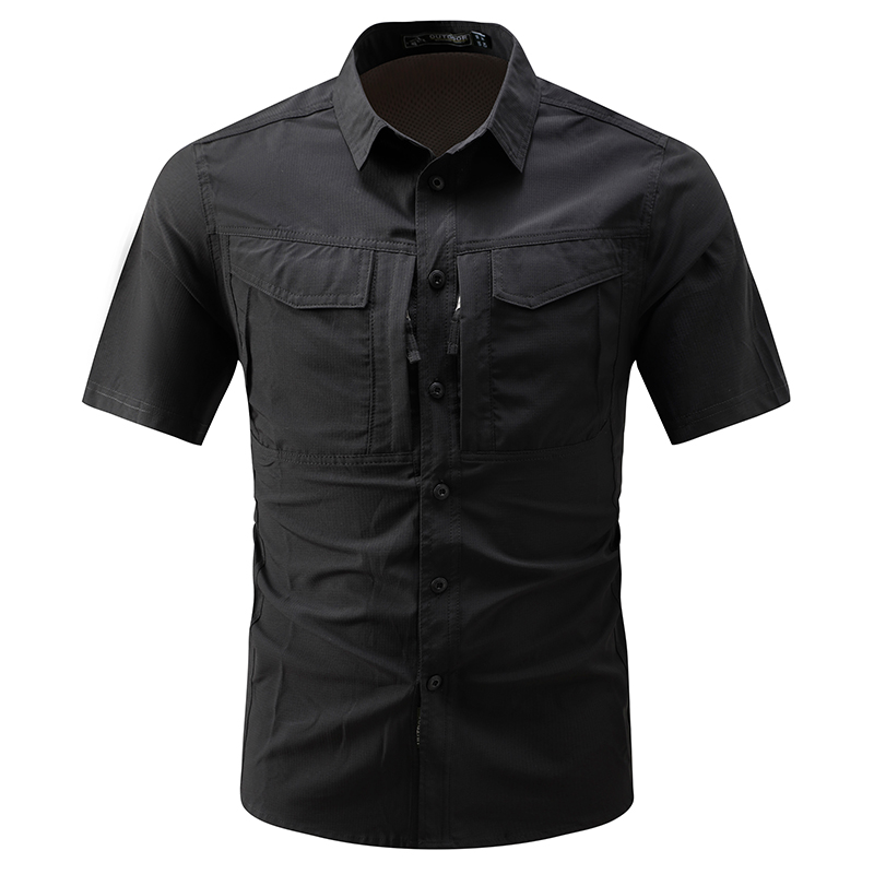 เสื้อเชิ้ตแขนสั้นผู้ชายแบบยุทธ - Shirt Camp Collar บทวิจารณ์และราคา